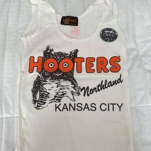 White Hooters Girl Uniform Shirt. XS Kansas City. 20th Anniversary Shirt